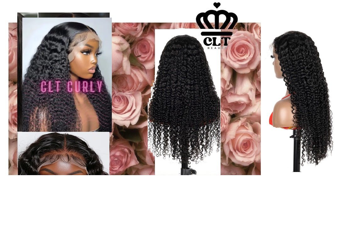 CLT Beauty Human Hair Wig, CLT Curly Natural Black 13x4 Frontal Wig, 200% Density,