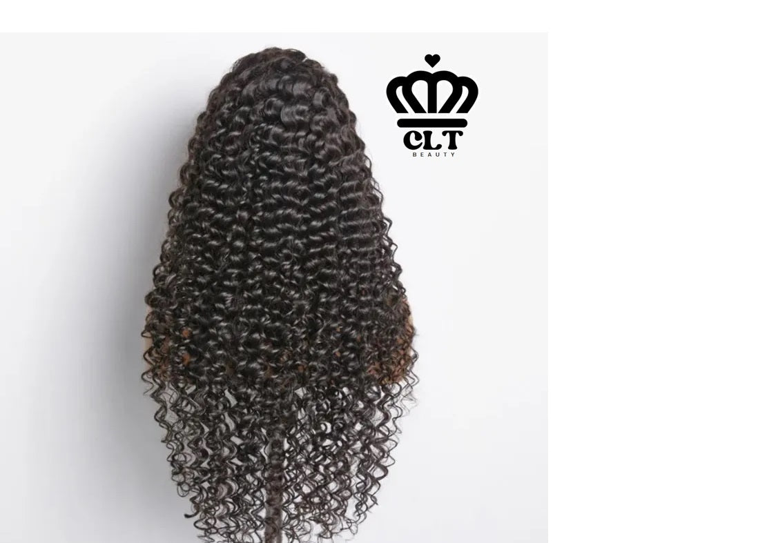 CLT Beauty Human Hair Wig, CLT Curly Natural Black 13x4 Frontal Wig, 200% Density,