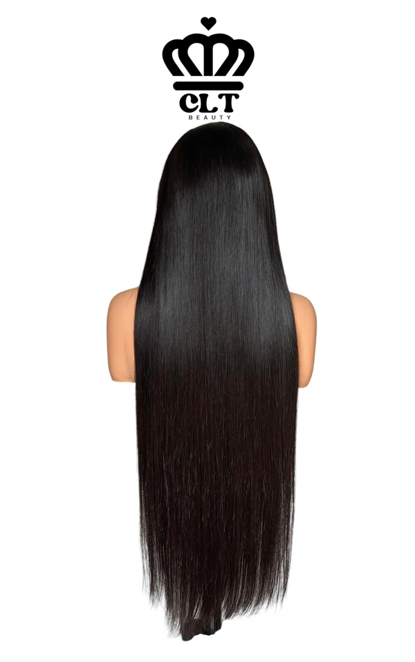 CLT Beauty HD Lace Human Hair Wig, Straight Natural 13x4 Frontal Wig, 250% Density, pre plucked and bleached lace knots