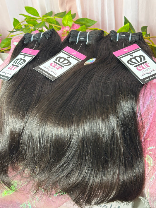 100% Raw Hair Authentic Indian straight Hair -3 Bundle Deal + Closure