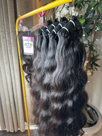 100% Raw Hair Authentic Indian Wavy Hair -3 Bundle Deal + Closure