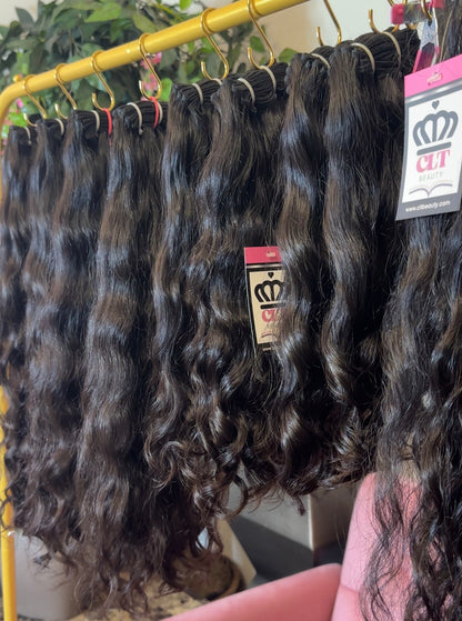 100% Raw Hair Authentic Indian Wavy Hair -3 Bundle Deal + Closure