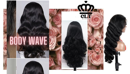 CLT Beauty HD Lace Human Hair Wig, Body Wave Natural 13x4 Frontal Wig, 250% Density, pre plucked and bleached lace knots