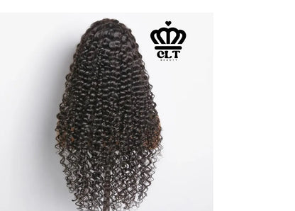 CLT Beauty Human Hair Wig, CLT Curly  Natural Black 13x4 Frontal Wig, 200% Density,