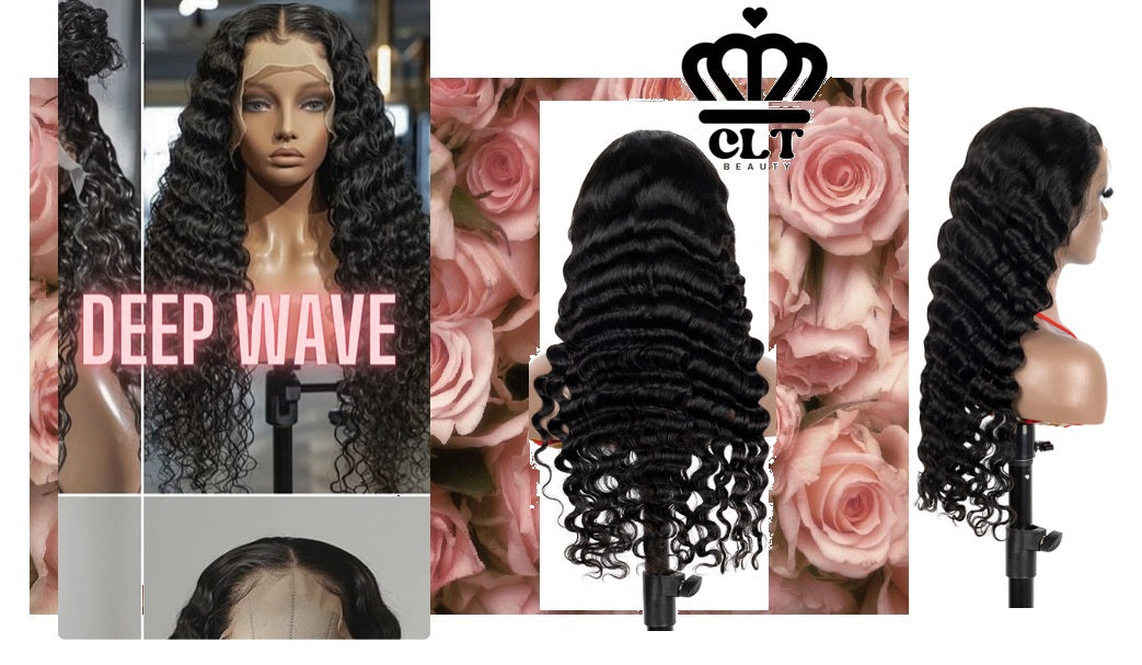 CLT Beauty HD Lace Human Hair Wig in Deep Wave 13x4 Frontal Wig, 200% Density