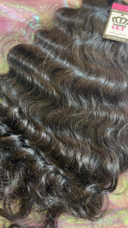 100% Raw Hair Authentic Indian Wavy Hair -3 Bundle Deal + Closure